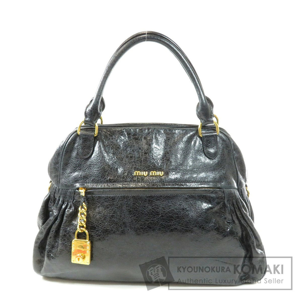 Miu Miu Wrinkled Leather Charm Bag textured leather top handles